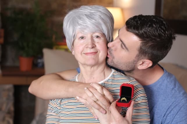 a couple of a younger man and an older woman