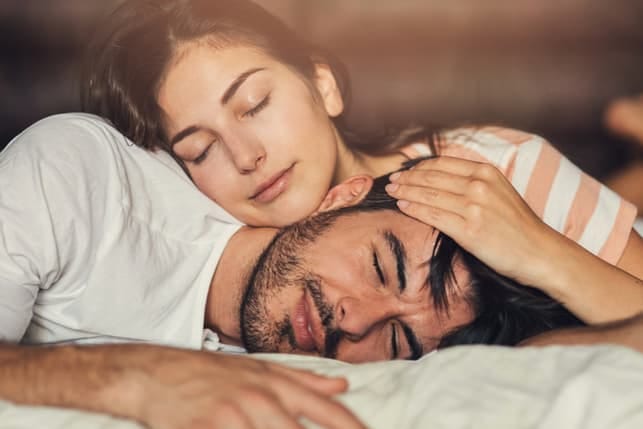 a couple cuddling romantically